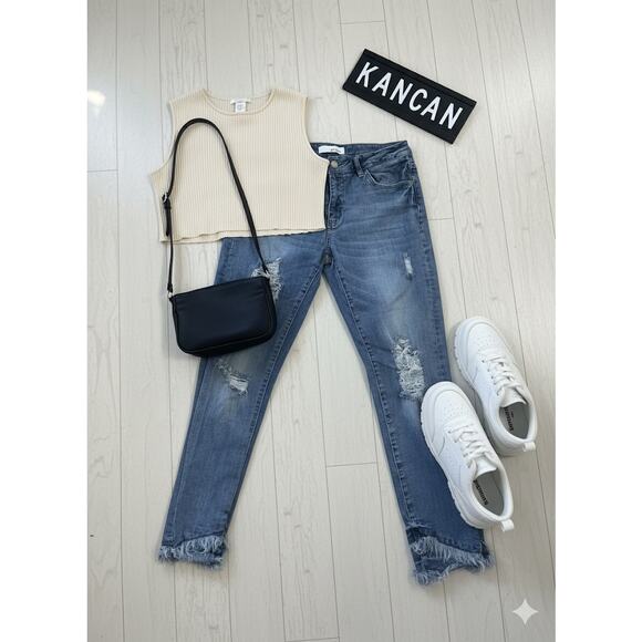 Kancan Distressed Stretchy Jeans Sz. 13 / 30 - Picture 1 of 7